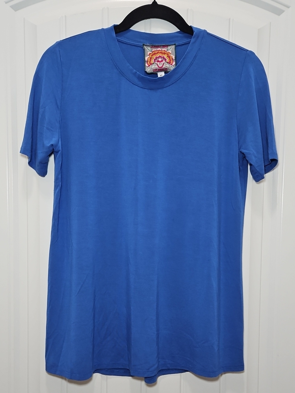 Johnny Was Blue Crewneck T‑Shirt XS Women's Bamboo Casual Comfort Stretch